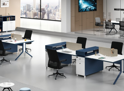 Tisch Büro Möbel Einrichtung Tische Callcenter Holz 4 Arbeitsplätze